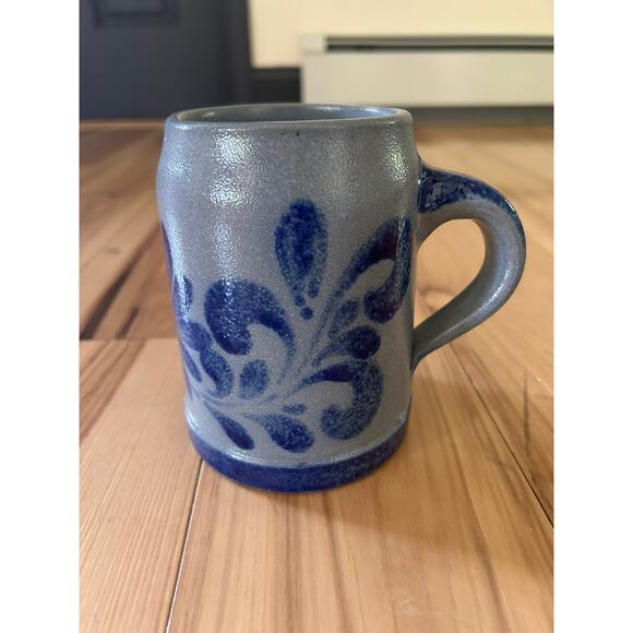 West Germany- stoneware mug- ceramic, blue colors, height approx. 5.25" - Picture 2 of 8